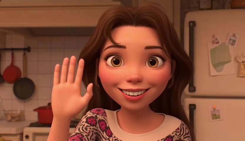 Animated Pixar-style clip, Heather character